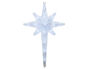 Подвесная фигура "Полярная звезда" мерцающая, акрил, 30 холодных белых LED-огней, 37x6.5x56 см, уличная, Kaemingk