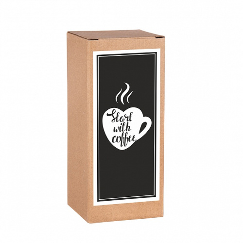 Термокружка "Start with Coffee" в красном и чёрном цветах, изготовленная из нержавеющей стали, представленная в подарочной упаковке фото 7