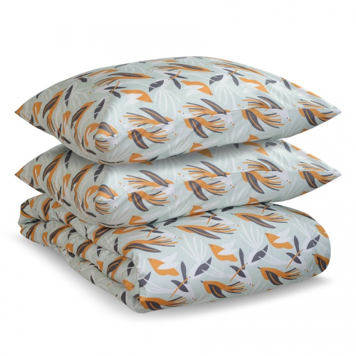 Комплект постельного белья полутораспальный из сатина с принтом birds of nile из коллекции wild