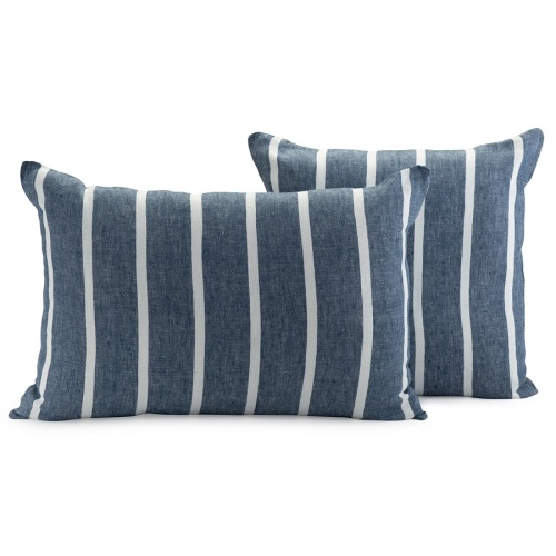 Чехол на подушку декоративный в полоску темно-синего цвета из коллекции essential фото 4
