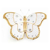 GIARDINO Статуэтка бабочка 33х25хН8 см, керамика, цвет белый, декор золото, swarovski