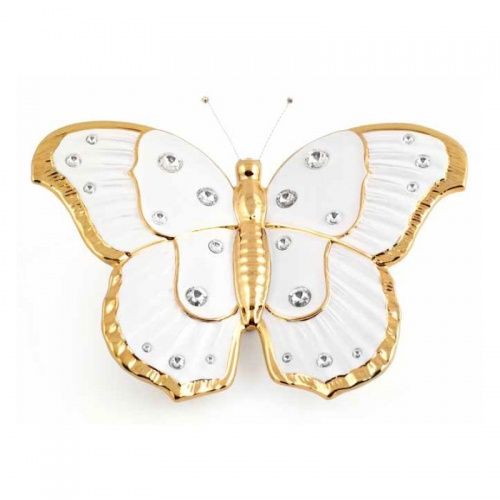 GIARDINO Статуэтка бабочка 33х25хН8 см, керамика, цвет белый, декор золото, swarovski