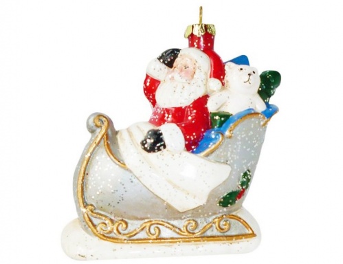 Ёлочная игрушка "Дед мороз в санях", пластик, 10.6х5.8х10.4 см, Новогодняя сказка