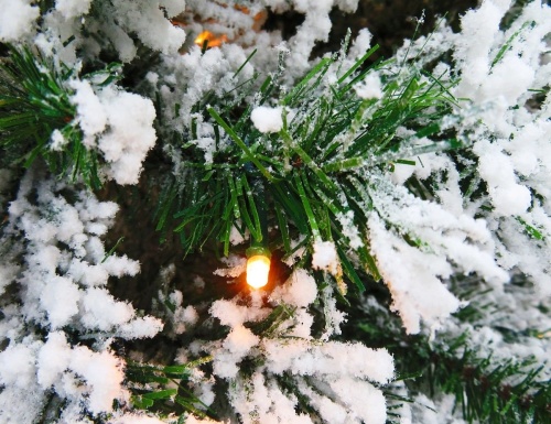 Искусственная елка с лампочками Атлантида заснеженная 185 см, 216 теплых белых ламп, ПВХ, Black Box в интернет-магазине VsemPodarok.com фото 4