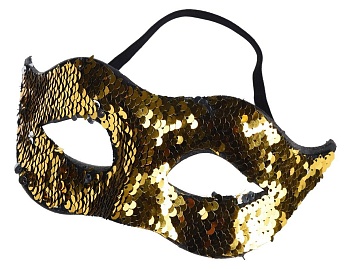 Карнавальная маска "Брийан" с двусторонними пайетками, золотая/серебряная, Koopman International