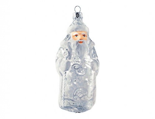 Ёлочная игрушка "Дед мороз", коллекция 'Морозные узоры', стекло, 13 см, Ариель
