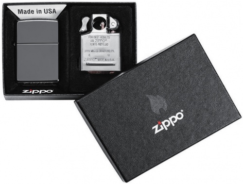 Подарочный набор Zippo: ветроустойчивая зажигалка Black Ice+вставной блок для зажигалок для трубок фото 2