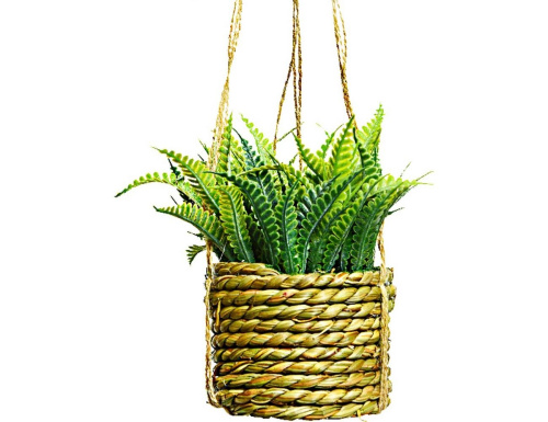Искусственное растение COZY GREENS в подвесном джутовом кашпо, пластик, 8х12 см, Kaemingk фото 4