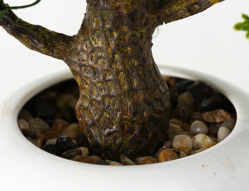 Искусственное растение "Бонсай рутовый" в белом кашпо, керамика, 47 см, Boltze фото 3