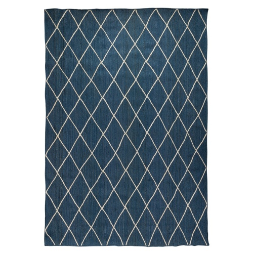 Ковер из джута темно-синего цвета с геометрическим рисунком из коллекции ethnic, 300x400 см