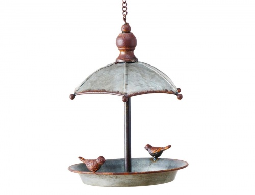 Декоративная птичья кормушка "Пташки под зонтиком", цинк, медно-серая, 24 см, Boltze фото 4