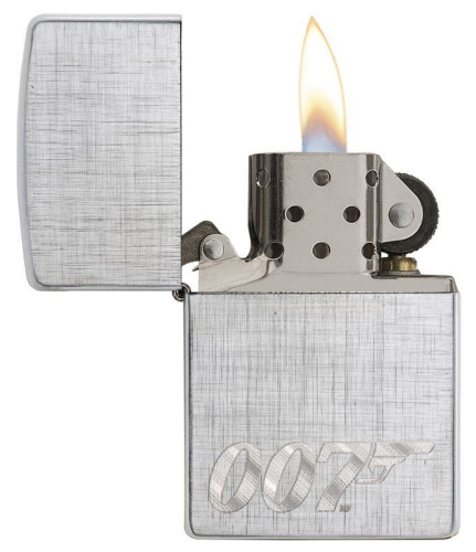 Зажигалка ZIPPO James Bond с покрытием Brushed Chrome, латунь/сталь, серебристая, матовая, 36x12x56, 29562 фото 3