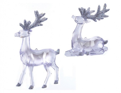 Ёлочная игрушка "Ледяной олень", акрил, прозрачный, 9-15 см, разные модели, Kurts Adler