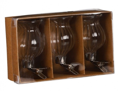 Набор вазочек на клипсе "Беата", стекло, прозрачный, 3 шт., 6х5 см, Edelman фото 3