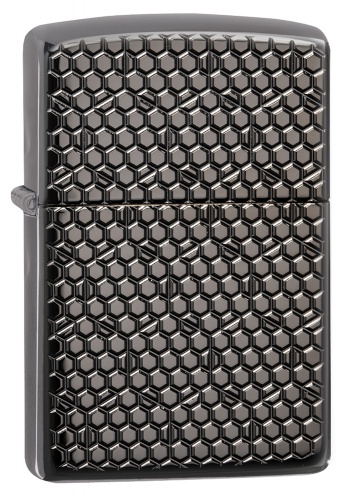 Зажигалка Zippo Armor с покрытием Black Ice, латунь/сталь, чёрная, глянцевая, 36x12x56 мм