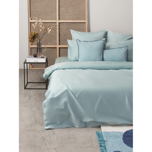 Комплект постельного белья полутораспальный из сатина голубого цвета из коллекции essential фото 2