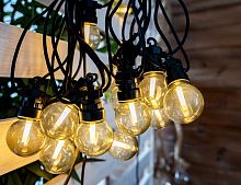 Гирлянда из лампочек ДЫМЧАТЫЙ ШАРМ, прозрачно-серая, 20 тёплых белых LED-ламп, 9.5+5 м, коннектор, черный провод, уличная, Kaemingk (Lumineo)