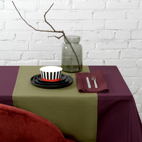 Дорожка на стол оливкового цвета из коллекции wild, 45х150 см фото 2