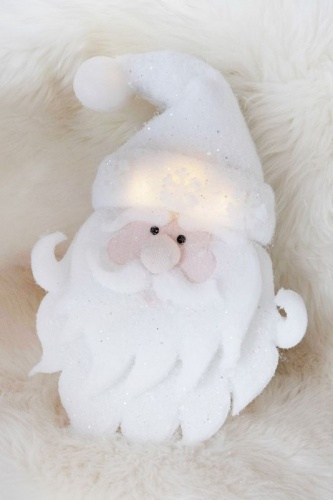Светящаяся елочная игрушка "Белый санта" с теплыми белыми LED огнями, 31 см, Kaemingk фото 4