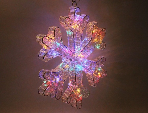 Светящаяся снежинка "Алансон", 50 разноцветных микро LED-огней, таймер, батарейки, Koopman International фото 2