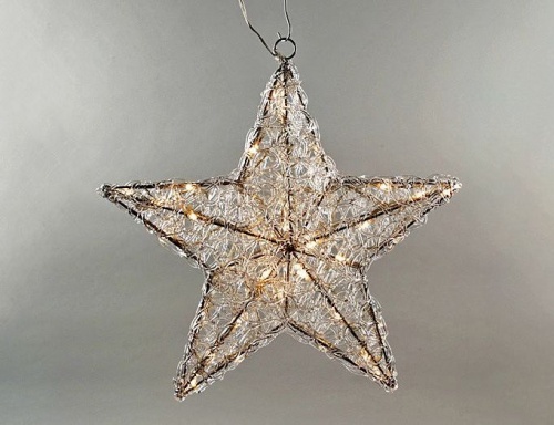 Светодиодное украшение "Звезда ажурная", акриловые нити, 80 теплых белых LED-огней, диаметр 60см+5м подводка, уличная, Kaemingk фото 3