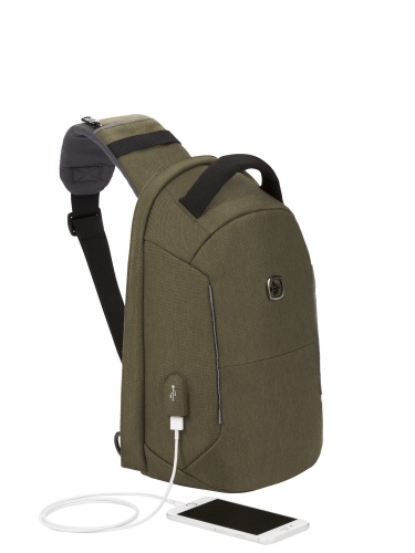 Рюкзак-антивор Swissgear с одним плечевым ремнем, хаки, 21x12,5x34 см, 8,5 л фото 11