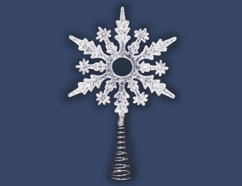 Ёлочная верхушка "Снежинка", серебряная, 23х13х3 см, Новогодняя сказка