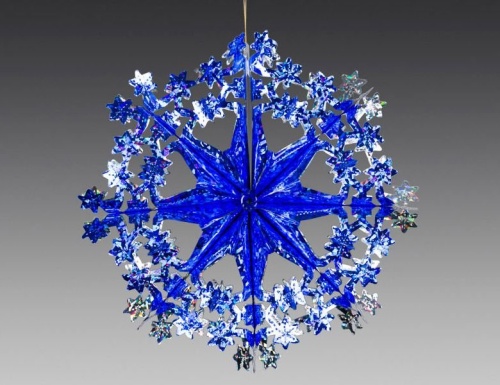 Снежинка из фольги ЗВЁЗДОЧКИ сине-серебряная голографическая, 40 см, Holiday Classics фото 2