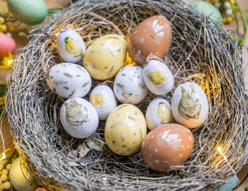 Декоративные пасхальные яйца ВОЗДУШНАЯ ПАСТЕЛЬ, 3-6 см (упаковка 12 шт.), Kaemingk