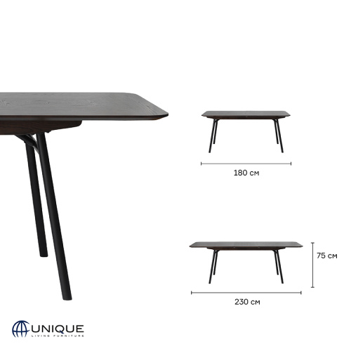 Стол раздвижной unique furniture, latina, 180/230х90х75 см фото 3