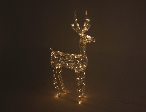 Светящаяся фигура ПЛЕТЁНЫЙ ОЛЕНЬ, акриловые нити, тёплые белые микро LED-огни, уличный, Koopman International фото 4