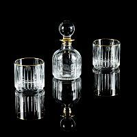 BINGO Комплект для виски: графин + 2 стакана, хрусталь/декор золото 24К, Тубус