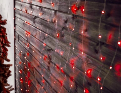 Световой занавес "Капельки мерцающий", 256 LED-огней мерцающих, 1.6х1.6 м, серебристая проволока, Торг-Хаус фото 5