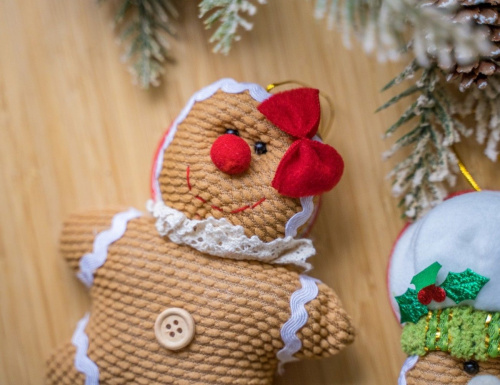 Набор ёлочных игрушек ЧЕЛОВЕЧКИ ПРЯНИЧКИ, текстиль, 17 см (2 шт.), Due Esse Christmas фото 2