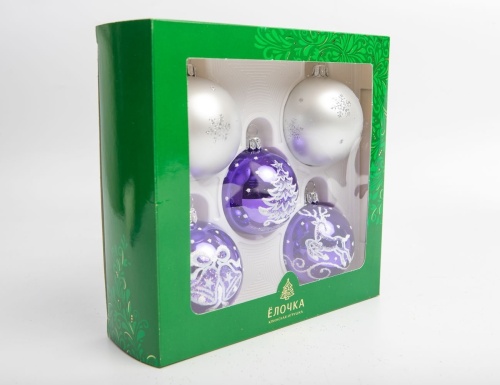 Набор стеклянных шаров ЗИМОВЬЕ, фиолетовый, 5х62 мм, Елочка фото 2