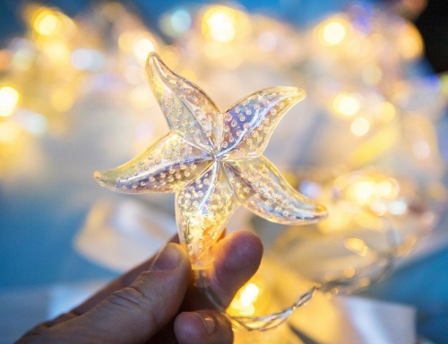 Электрогирлянда "Морская романтика - морские звезды", 10 тёплых белых LED-огней, 1.8 м, таймер, батарейки, Kaemingk фото 5