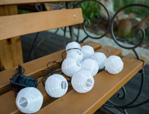 Садовая гирлянда Solar "Китайские фонарики" на солнечной батарее, белая, 10 тёплых белых LED-огней, 4.5+3 м, Kaemingk (Lumineo) фото 5
