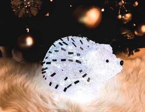 Светящаяся фигурка "Сияющий ежик", акрил, 24 холодных белых LED огня, 15 см, прозр. провод, уличный, Kaemingk фото 4