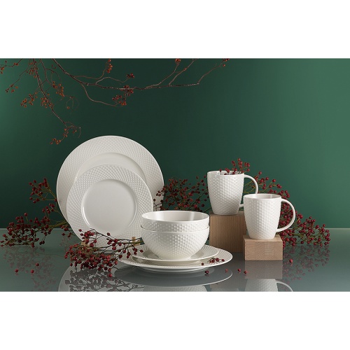 Набор из двух тарелок белого цвета с фактурным рисунком из коллекции essential фото 4
