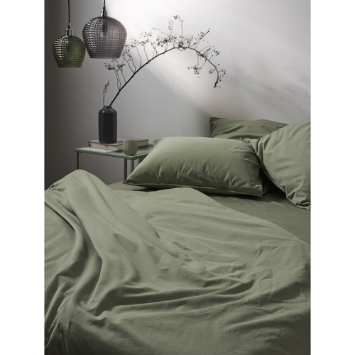Комплект постельного белья из сатина цвета шалфея с брашинг-эффектом из коллекции essential фото 7
