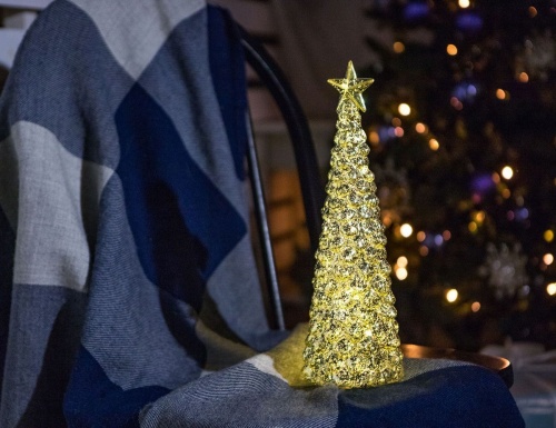 Светящаяся новогодняя фигурка ёлка "Альцеона", 10 микро LED-огней, пластик, 25.5 см, батарейки, Peha Magic фото 2