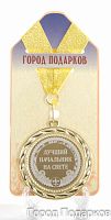 Наградная медаль "Лучший начальник на свете" (диаметр 7 см, металл, цвет: жёлтый), 10202002