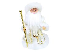 Игрушка музыкальная Дед Мороз в бело-золотом кафтане на батарейках (Новогодняя Сказка)