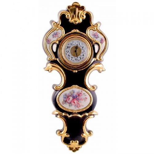 AMANTE BLU Часы настенные 33х75 см, керамика, цвет синий, декор золото
