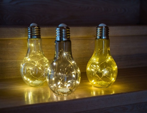 Мини-светильник "Стильная лампочка", 15 тёплых белых LED-огней, 9.5x18.5 см, разные модели, Kaemingk фото 5