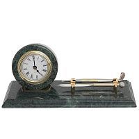 Настольный набор на мраморной подставке (часы, ручка , подставка для визиток), L28 W10 H2 см 691329