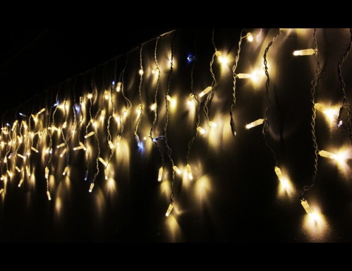 Светодиодная гирлянда "Бахрома" ICICLE RUBI МЕРЦАЮЩАЯ, 100 тёплых белых LED-огней, коннектор, белый каучук, уличная, SNOWHOUSE фото 3