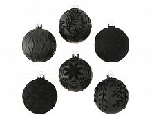 Набор коллекционных стеклянных ёлочных шаров "Блэкки лакшери", чёрный, 8 см, упаковка 12 шт., Boltze