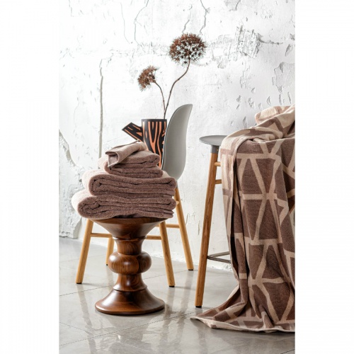Жаккардовое банное полотенце с авторским дизайном Geometry коричнево-бежевого цвета из коллекции Wil фото 9