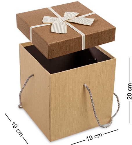 WG-21/3-B Коробка подарочная «Куб» цв.беж./коричн. фото 2